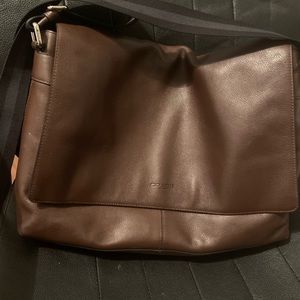 Men’s Brown Coach Leather Messenger Bag